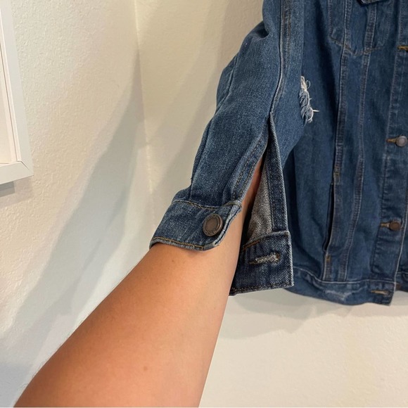 Custom Made Distressed Jean Jacket with Tribal Patches, Festival, Coachella - Picture 5 of 9